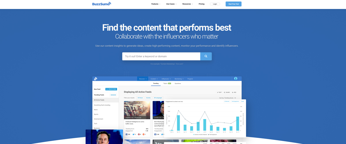 BuzzSumo - Discover the social media trends and influencers that can help your social media account grow