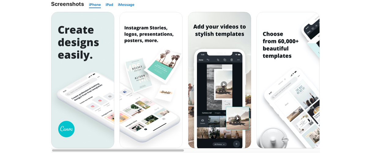 Canva - The easiest graphic design app for improving Instagram stories and posts and other graphics for your social media platforms.